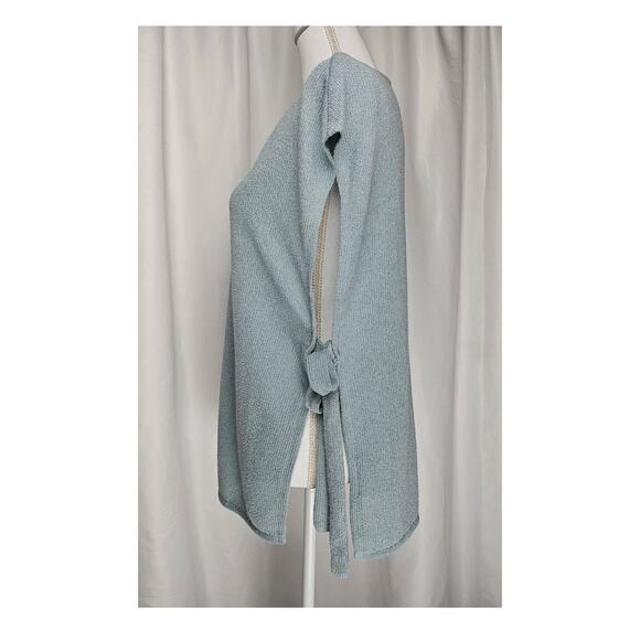 H&M KNIT TUNIC TOP – GRAY-BLUE – SIZE XS – SIDE SLITS WITH TIES – 25" LENGTH - Picture 3 of 9